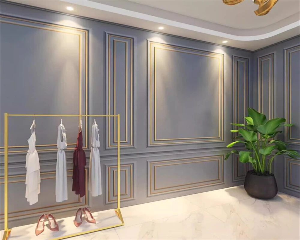 beibehang Customized modern imitation gypsum thread clothing store simple luxurious beauty background wall bedroom wallpaper