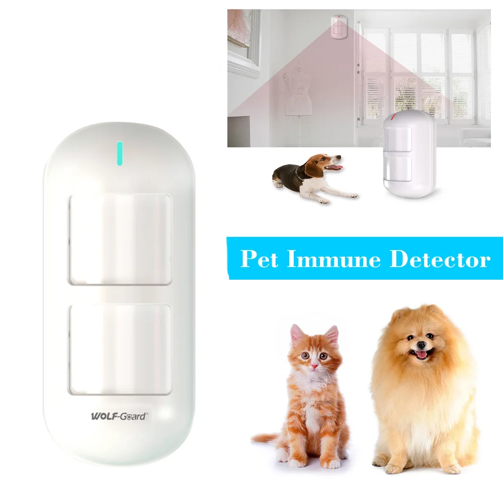 

Wolf-Guard Smart Wireless Pet Immune PIR Motion Sensor 433MHz 110° Detector for Home Alarm Security Burglar System White