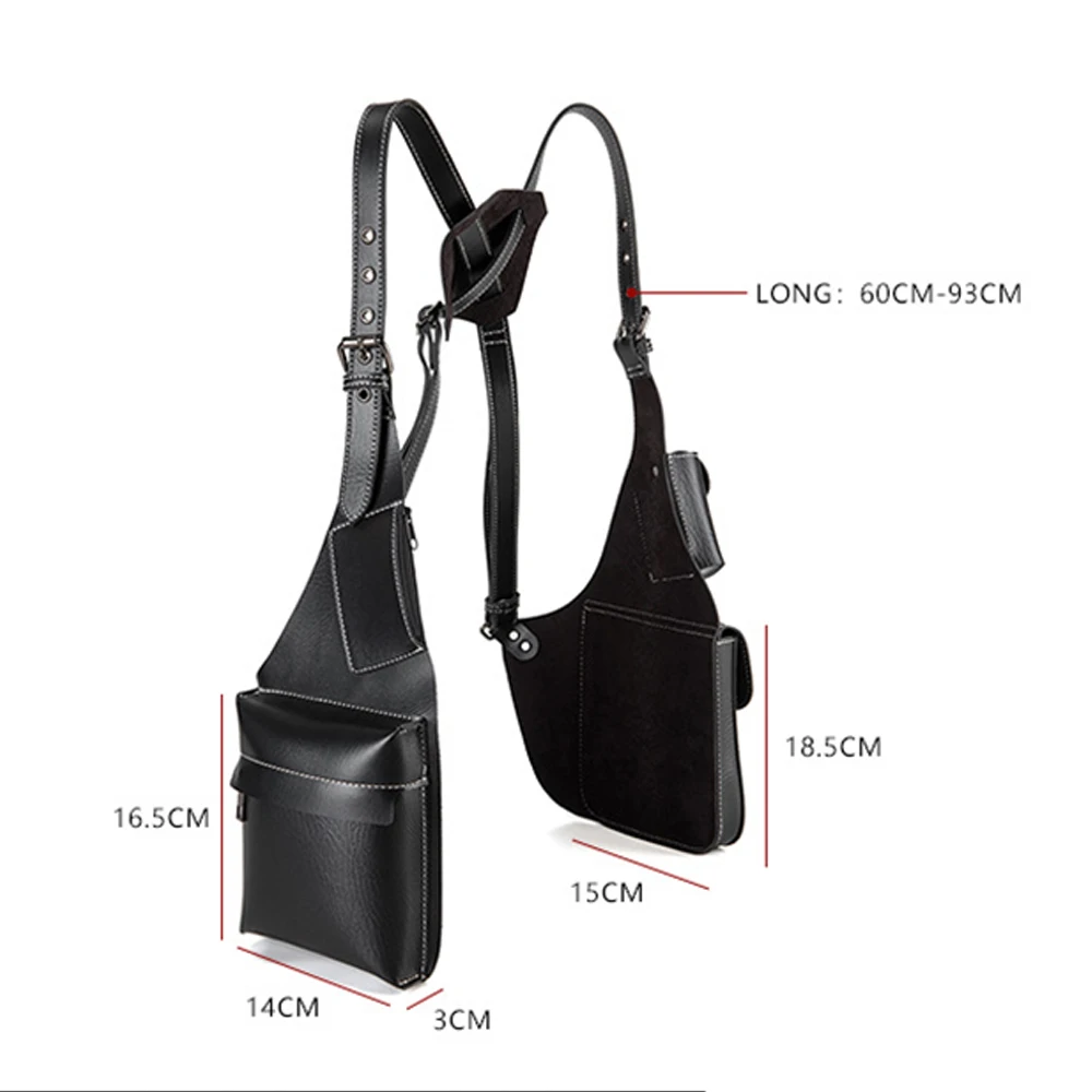جديد التكتيكية حقيبة صدر للرجال مسدس الادسنس أخفى العالمي تحت الإبط الحافظة في الهواء الطلق تأثيري فيلم التلفزيون المرحلة الجلود بندقية حقيبة #6