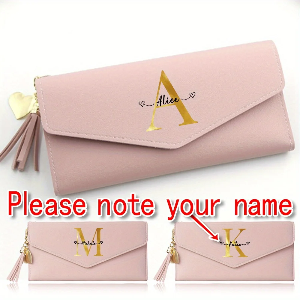 Personalized Customized Name Wallets Card Holder Coin Purse Women's Synthetic Leather Money Bag Handbags Purses Organizer Wallet