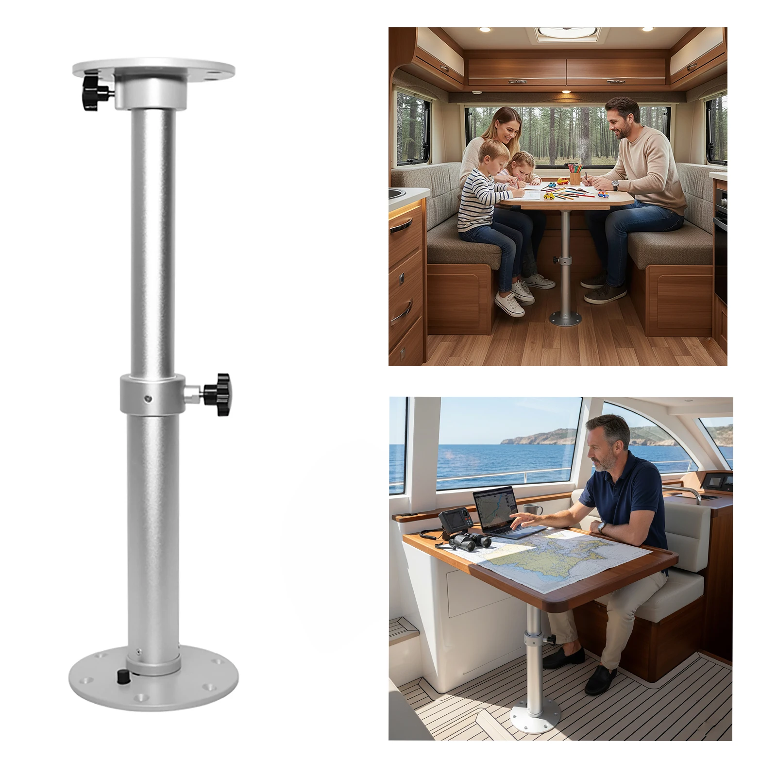 

Регулируемое крепление стола для автофургона, телескопическая опора стола для лодки высотой 46-70 см, подходит для кемпера, туристического прицепа, автофургона, яхты