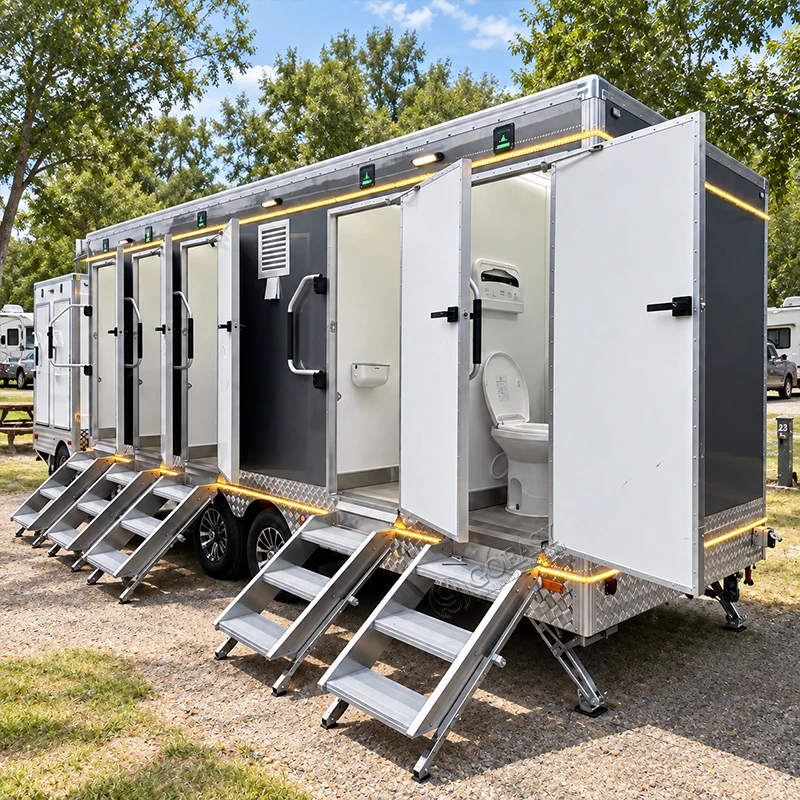 GOEASY Luxury Mobile Restroom 5 Door Trailer Portable Outdoor Bathroom with Sandwich Panel Durable & Eco-Friendly