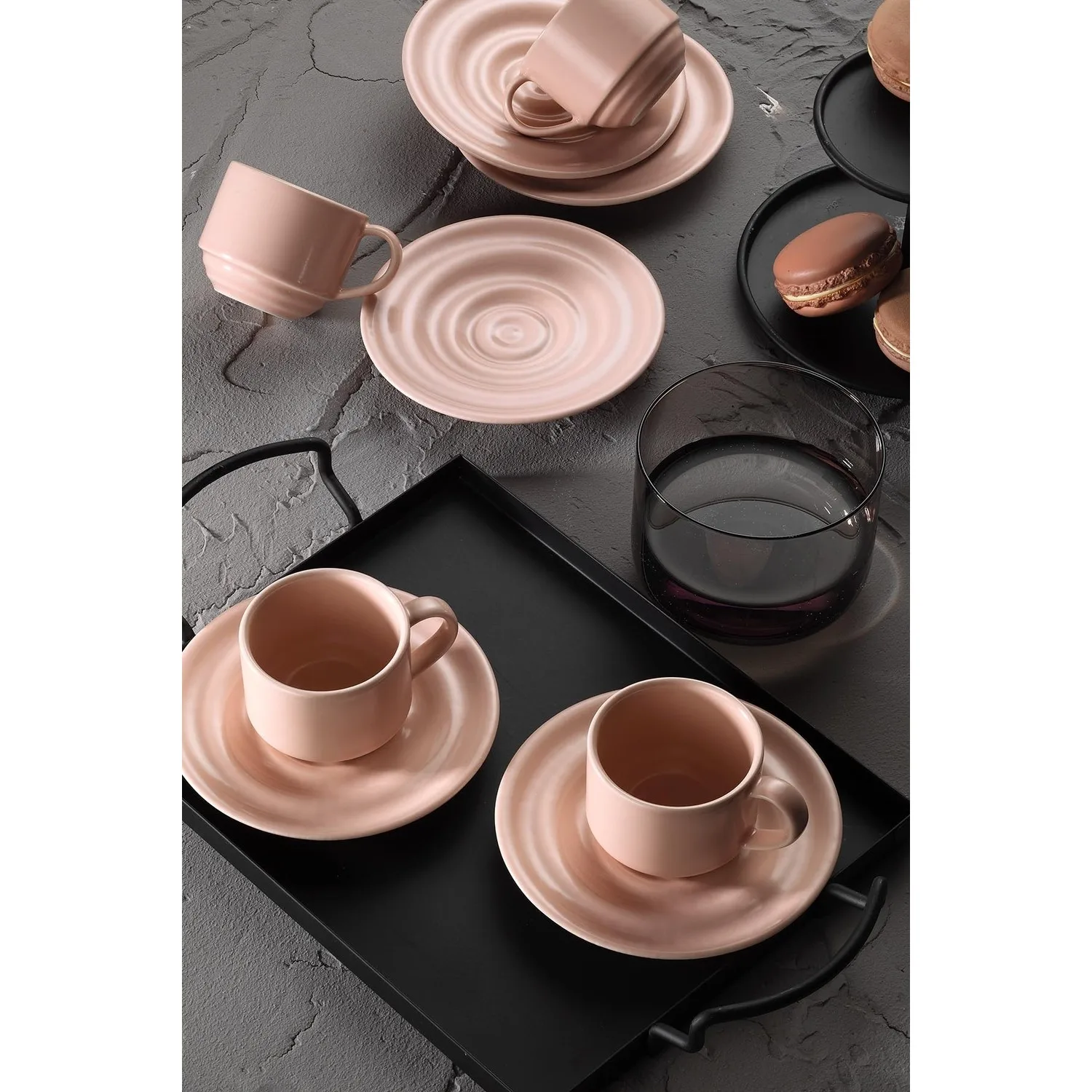 New Tuvana 12 Piece 6 Seater Coffee Set Pink