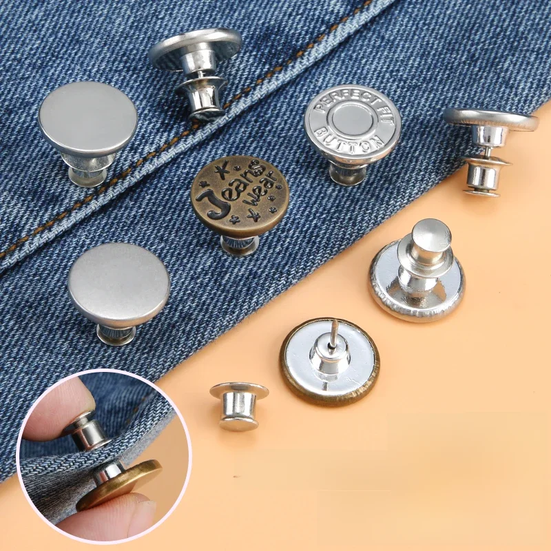 Boutons de taille en jean, 6 pièces, sans clous, extensions de taille réglables, boutons détachables pour vêtements, pantalons, boucle de taille