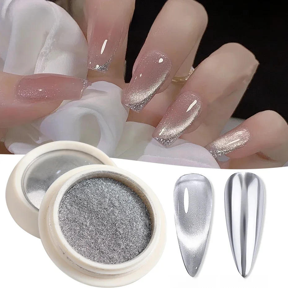 Aurora Cat – poudre magnétique pour ongles, Pigment chromé, poussière à frotter métallique, effet caméléon, décoration de manucure à paillettes