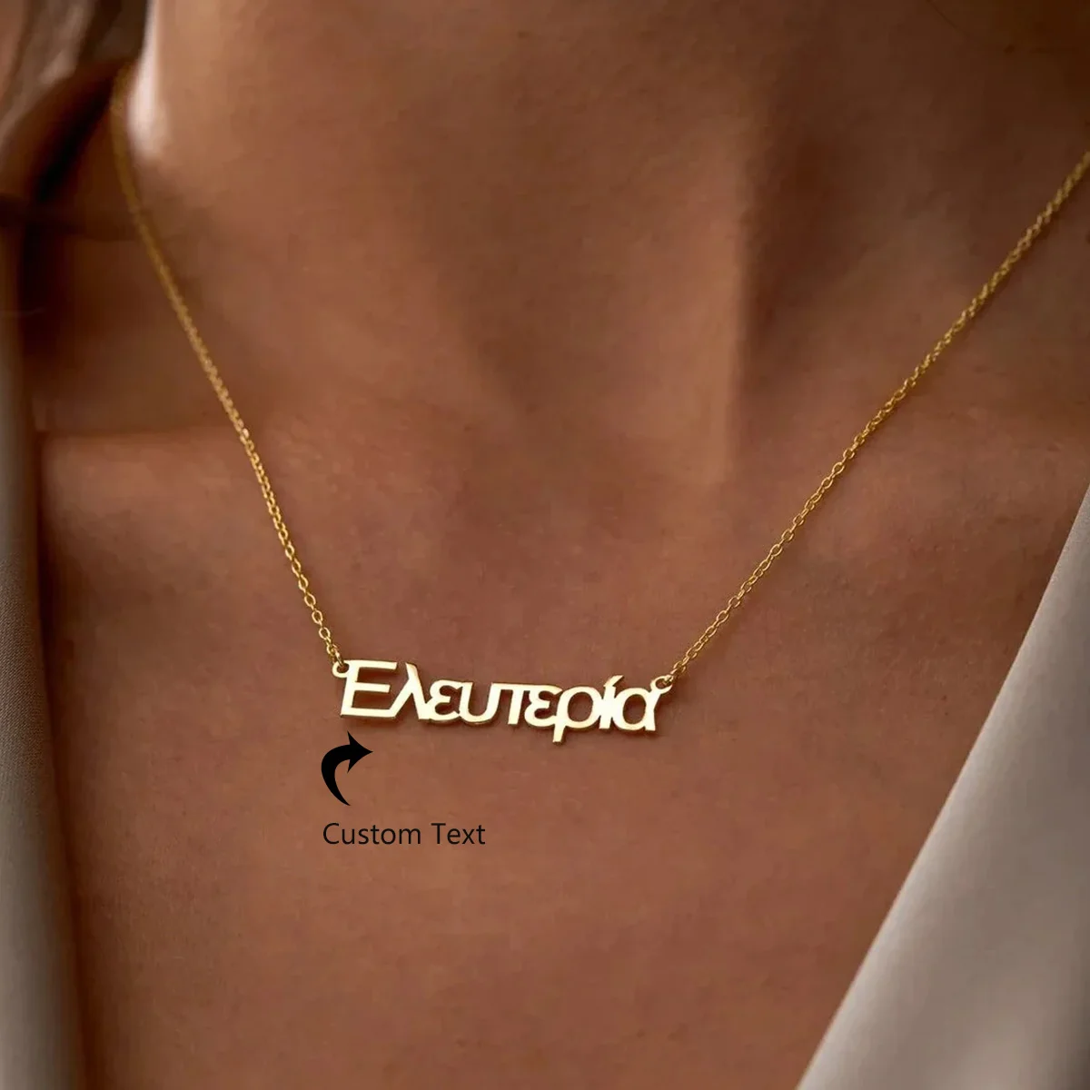 

Personalized Greek Name Necklace For Women Custom Greek Necklaces Stainless Steel Gold Color Greek Letters Name Jewelry Gifts