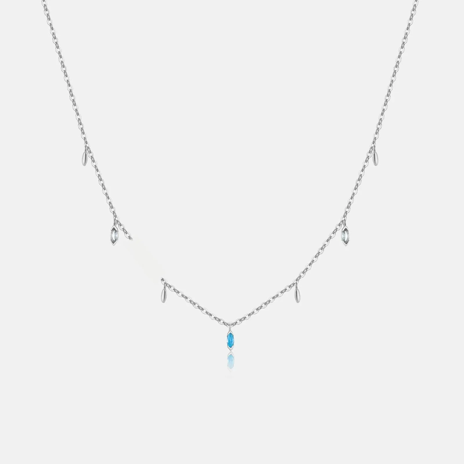 VEWANT 100% 925 Sterling Silver Aquamarine Marqulse Wisiorek CZ Długi łańcuszek Naszyjnik Choker 2024 Luksusowa biżuteria ślubna — zdjęcie 2