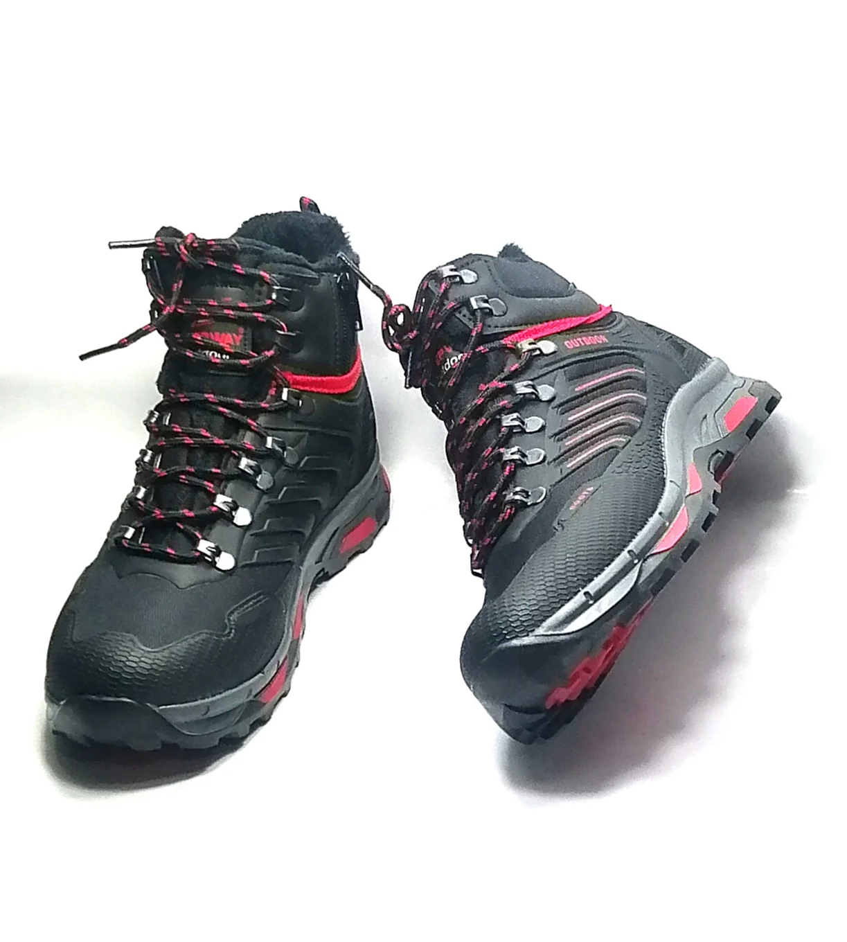 MEN'S BLACK RED SPORTS MODEL DAILY WATER RESISTANT QUALITY BOOTS NEW SEASON RUBBER SOLE WARM DESIGN FUR COMFORTABLE MODERN BOOTS