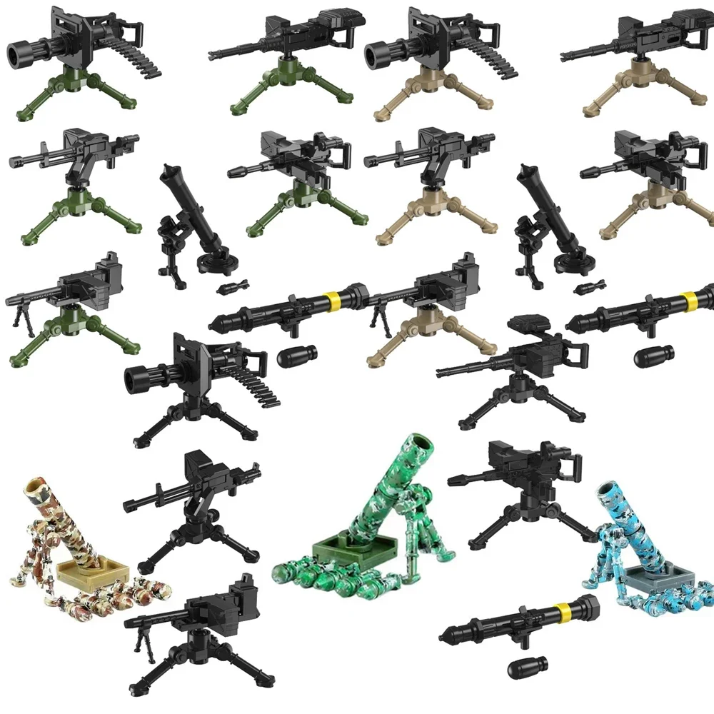 WW2 MOC-blocs de construction militaires, figurines de soldats, armes mitrailleuses, accessoires de briques, RPG Gatling, mortier NSV, Halloween