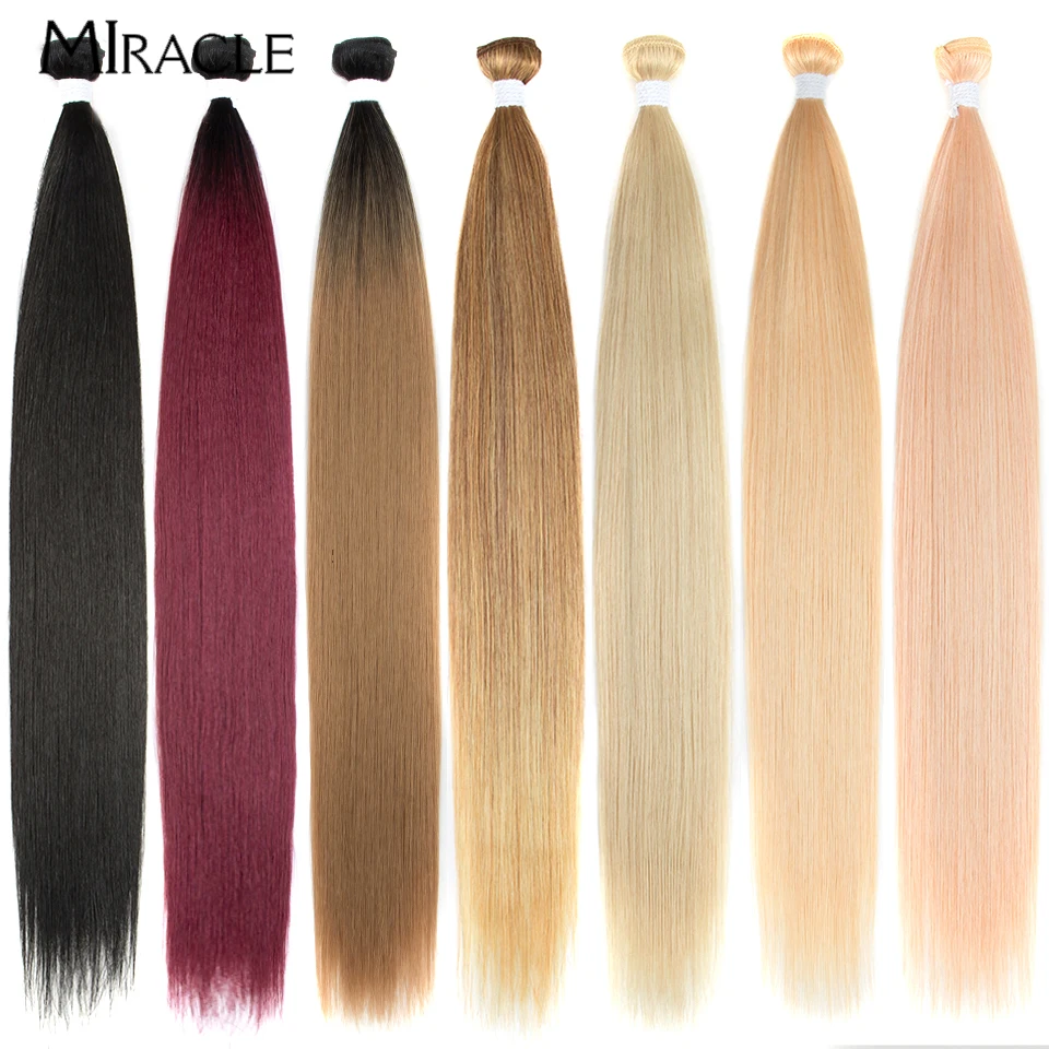 MIRACLE Straight Hair Extensions Synthetic Hair Bundles 24‘’ 26‘’ 30‘’ 36‘’ Fake Hairpiece Colored Super Long Hair Bundles