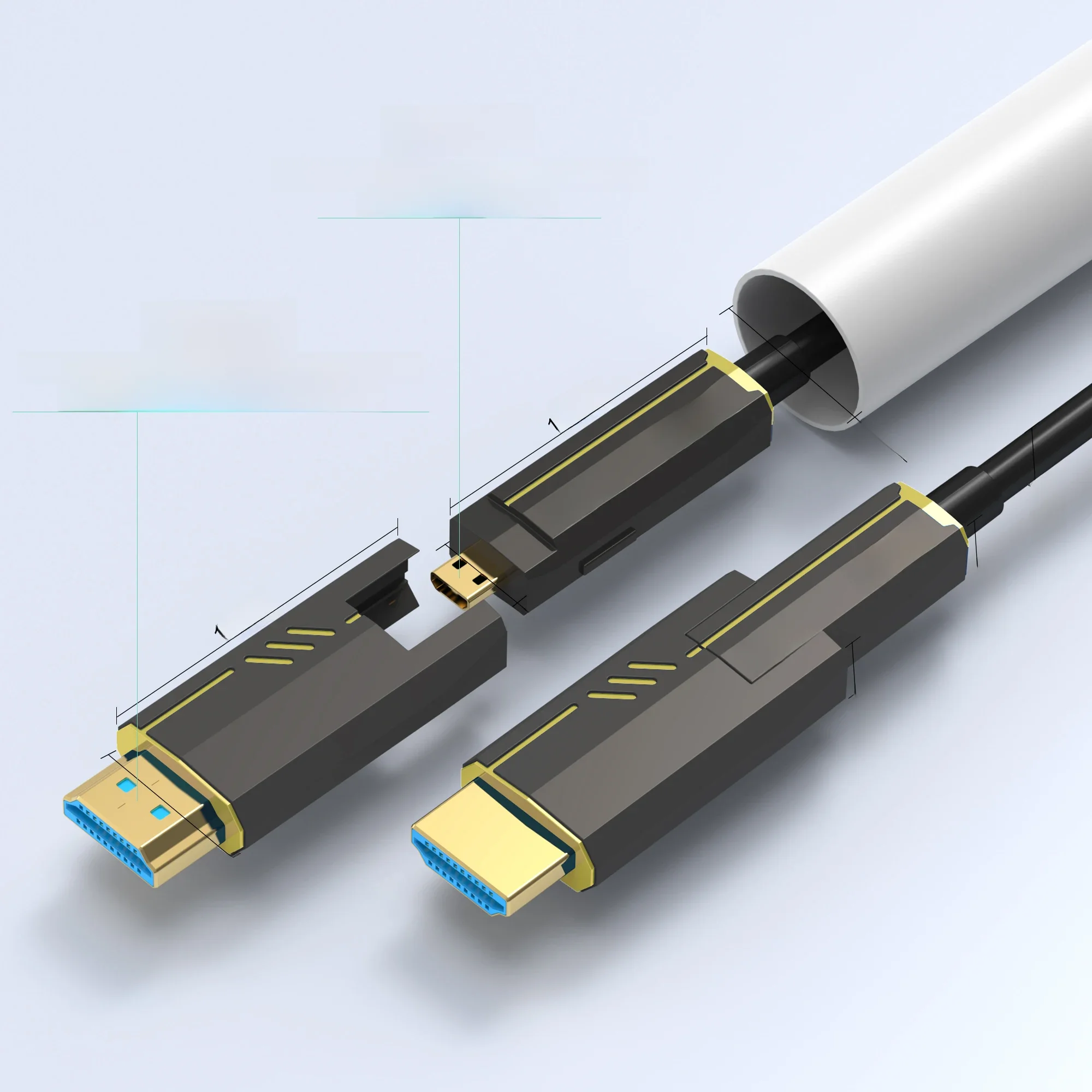Kabel światłowodowy 8K HDMI 2.1 8K 60Hz 4K 120Hz Przemysłowy kabel światłowodowy z wyjmowaną głowicą kompatybilny z Micro HDMI do HDMI — zdjęcie 2