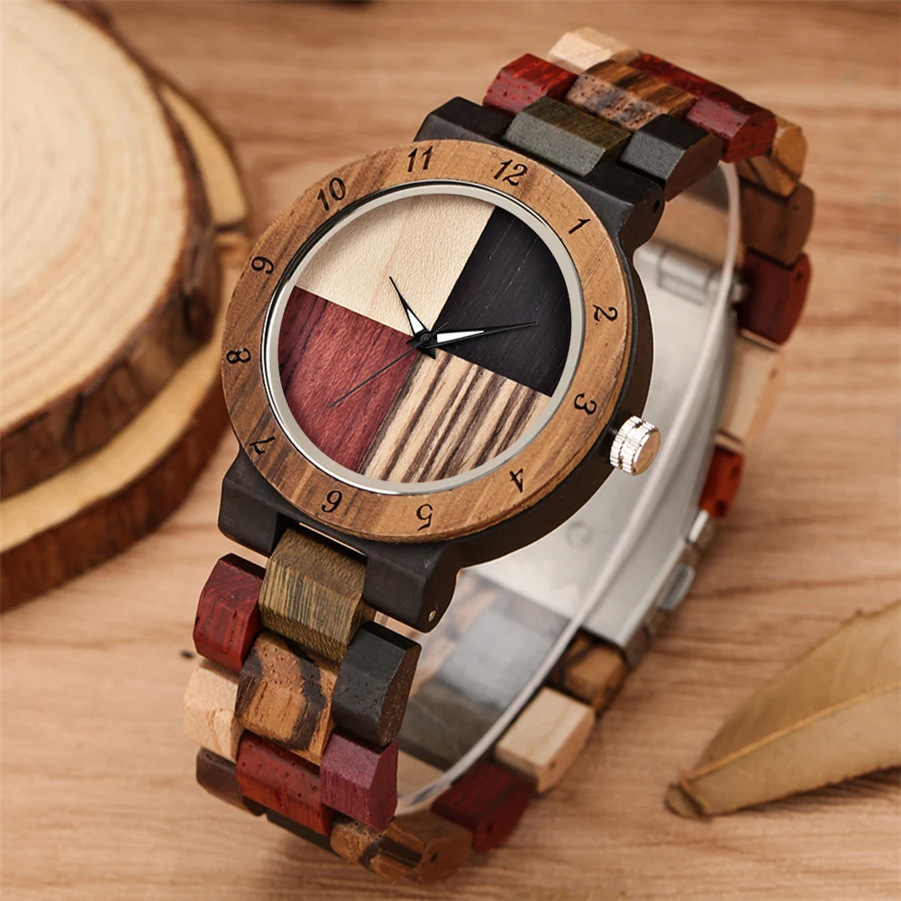 Top Luxury Brand Ladies Full Wood Color Watch Fashion Quartz Wood Wristwatches Bracelet Couple Watch Birthday Gift for Women