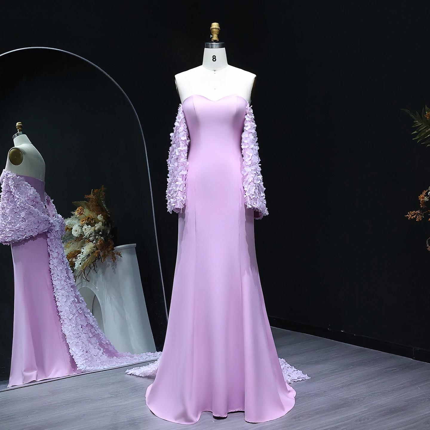 Sharon Said Abito da sera a sirena con scollo a cuore lilla con maniche a sbuffo con fiocco per abito da festa di nozze da donna SF043 personalizzato