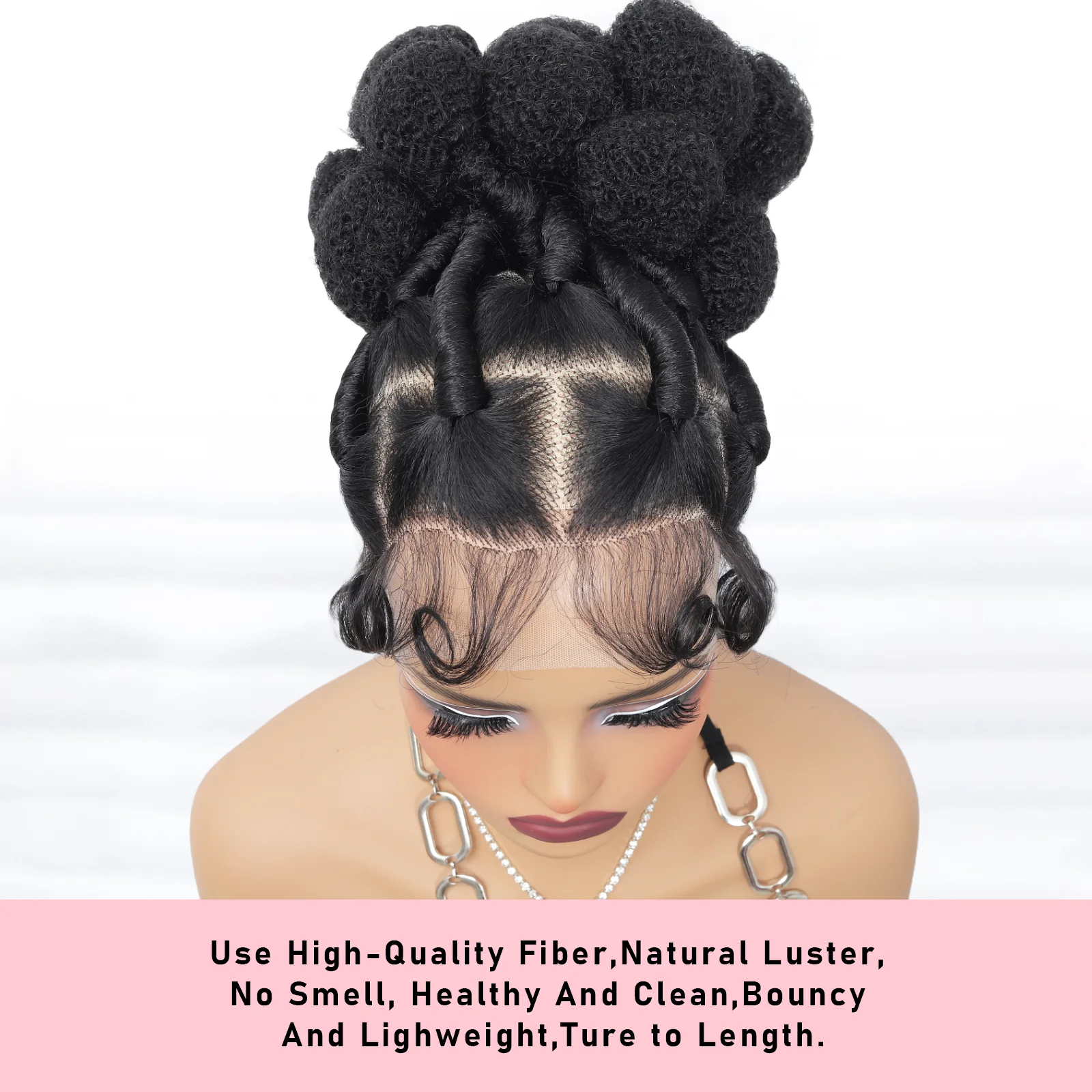 Synthetic Bantu Braided Wigs 11 Inches Full Lace Braided Wig with Baby Hair Afro Short Wigs Knotless Box Braids Wigs for Women image 5