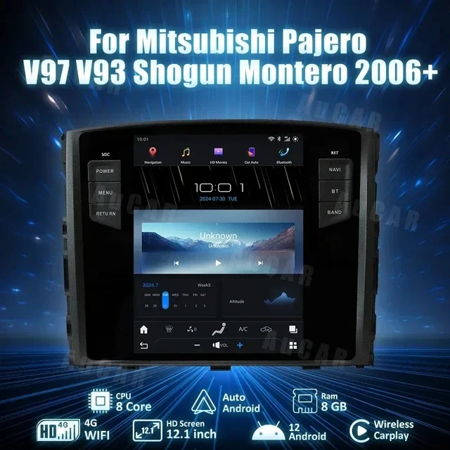 AuCar 12.1'' Android 12 Car Radio Auto Stereo GPS Multimedia Video DVD Player For Mitsubishi Pajero V97 V93 Shogun Montero 2006+