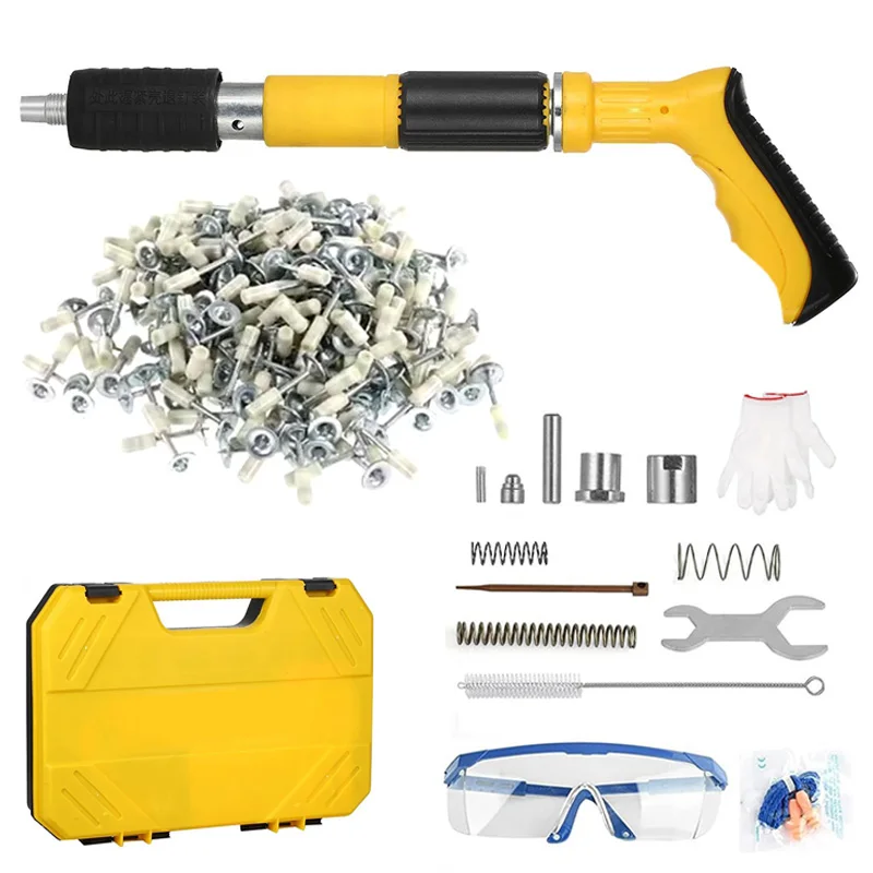 Mini Stalen Schiethamer Handheld Klinknagelpistool Betonnen Muur Plafond Muuranker Draad Steken Apparaat Thuis Muurbevestiging Klinknagel Gereedschap