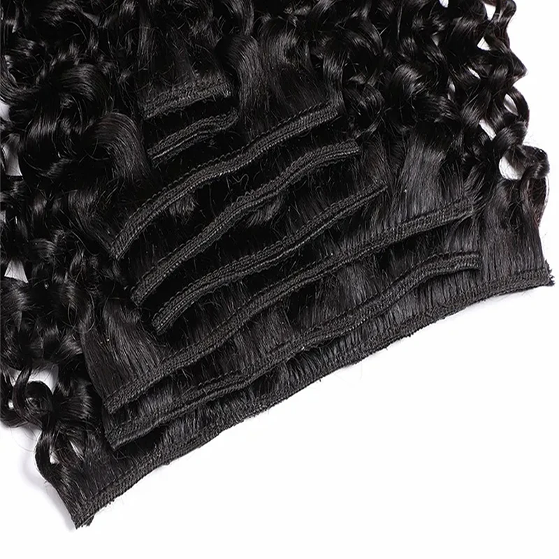 Afro klip rambut manusia ekstensi 100% rambut manusia ekstensi alami Remy Brasil mulus klip dalam rambut manusia tenunan untuk wanita
