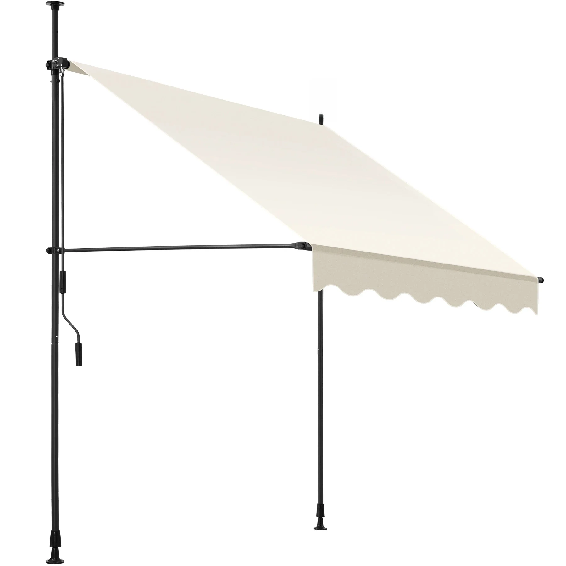 Tectake - Toldo plegable para balcón con manivela, ajustable en altura  Funcional  Estructura de acero con revestimiento en polvo con cilindro de aluminio ligero  Barras telescópicas con pies roscados