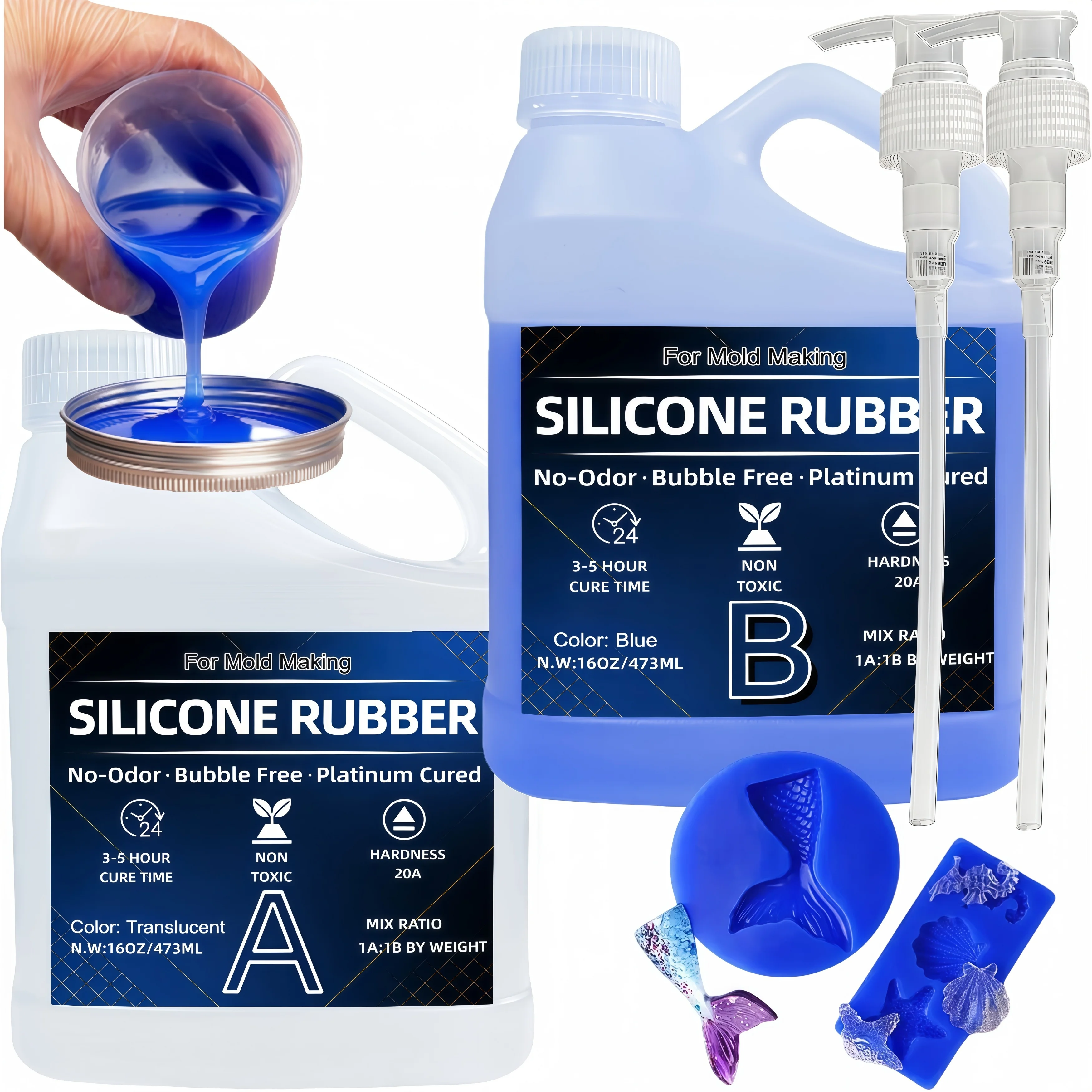 

Silicone Rubber Mold Making Kit | Non-Toxic Liquid Silicone | Super Elastic for 3D, Resin, Plaster, Candle & Silicone Molds