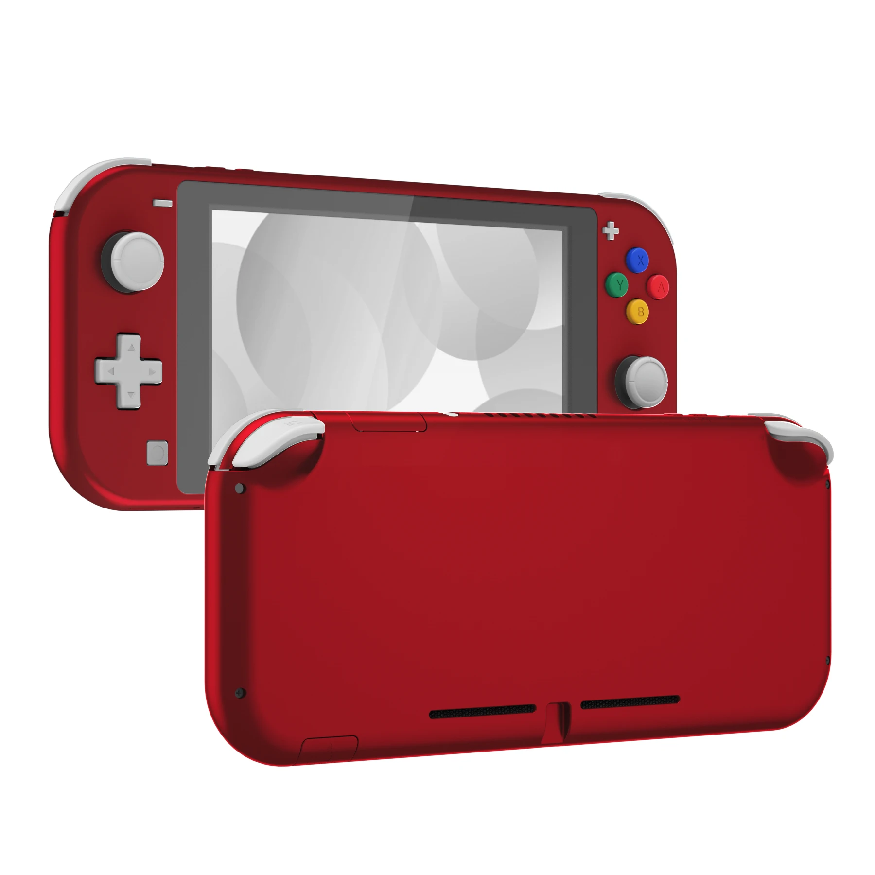 eXtremeRate Soft Touch DIY Replacement Shell Housing Case Cover with Screen Protector for NS Switch Lite - Scarlet Red