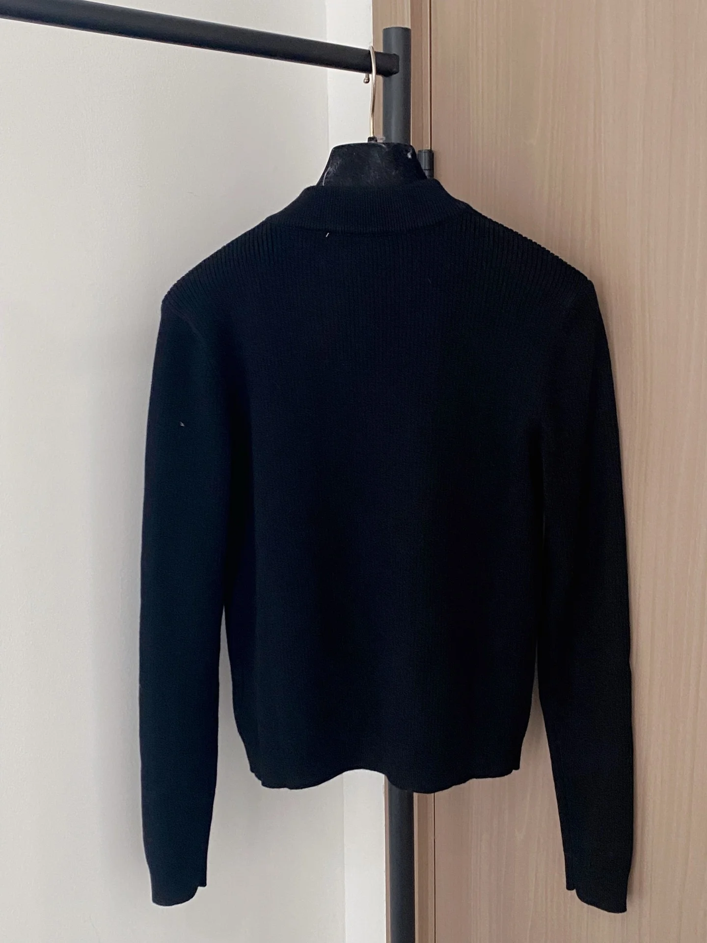 

2025 Autumn/Winter New Solid Color Simple High Neck Knitted Long Sleeve Cardigan 114