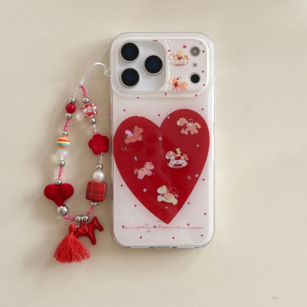 

Cute cartoon star love pony phone case for iPhone 17 16 ProMax 14 15 Pro fundas Korean INS simple new shockproof protective case