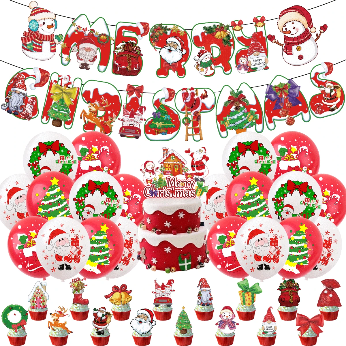 

Christmas Decoration for Home 2022 Merry Christmas Party Decorations Navidad Tree Santa Claus Balloon Candy Cane New Year Decor