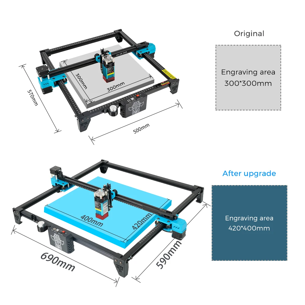 TTS Laser Engraver Upgrade Kit Frame DIY Laser Engraving Aluminum Profile Frame 600x600mm Expansion Kit For TTS-55 TTS-10 TTS-20