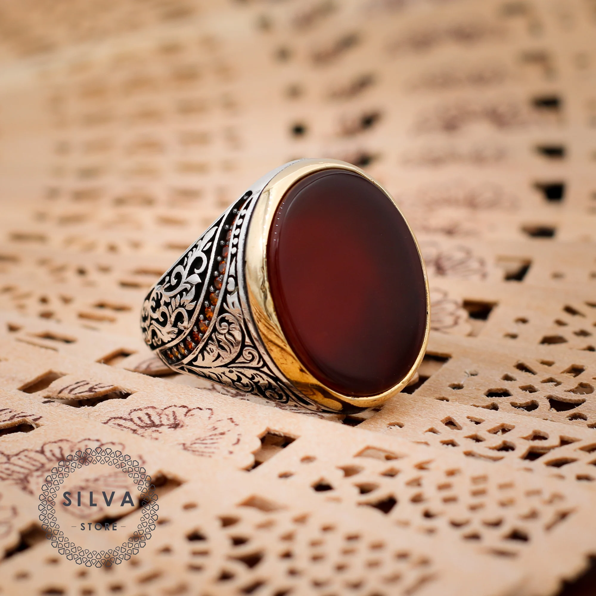 Agate Aqeeq 925 Silver Men's Ring. Man Jewellery Stamped With Silver Stamp 925 All Sizes Are Available