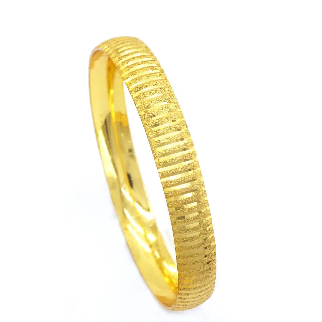 2 Pieces 22K Gold Plated Striped Bracelet 0.8cm Jewelry Accessory Burma Casual Wedding Engagement Gift Elegant New Fashion Good