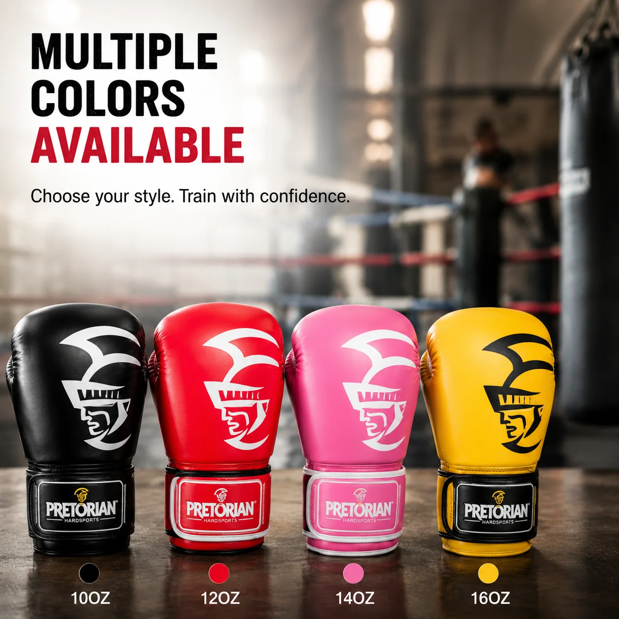PRETORIAN Boxing Gloves 10oz 12oz 14oz 16oz PU Leather Muay Thai Kickboxing MMA Training Gloves for Sparring Heavy Bag