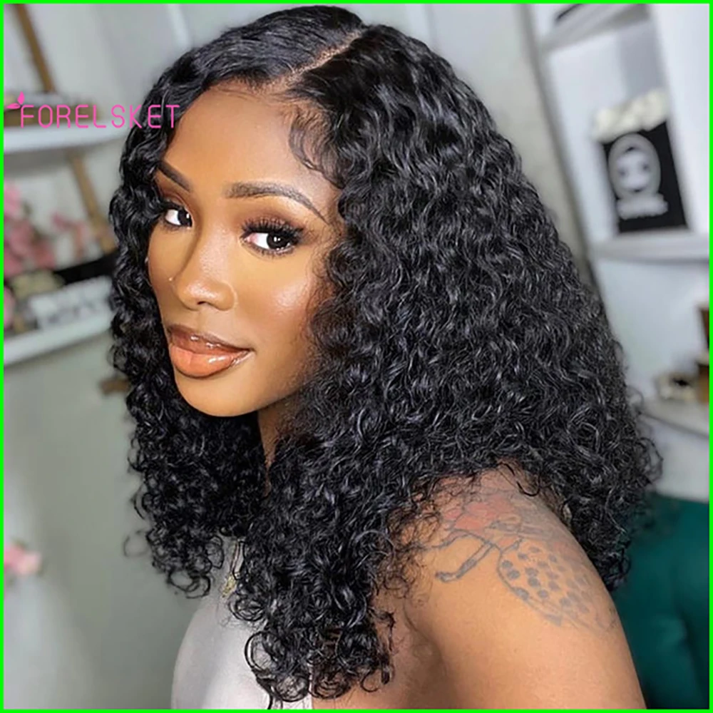 

Deep curly side part lace wig for black women with natural hair, pre-plucked baby hair for a more natural look, 180% density