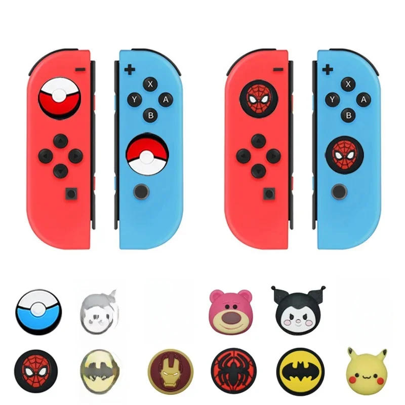 Capuchon de poignée de pouce pour Nintendo NS Switch/Lite/OLED, 2 pièces, pour contrôleur Joy Con Switch, capuchon de Joystick en caoutchouc de Silicone
