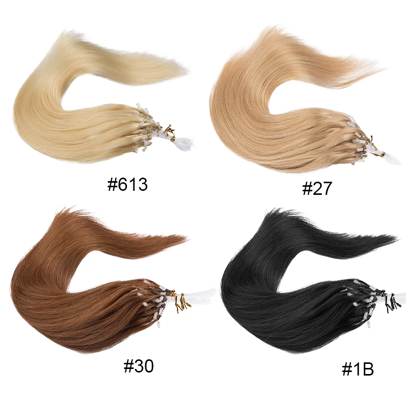 QHP Straight Loop Micro Ring Hair Extensions 100% Brazilan Remy Human Hair Extension Natural Capsule Keratin 0.8g/pc 1g/pc Blond