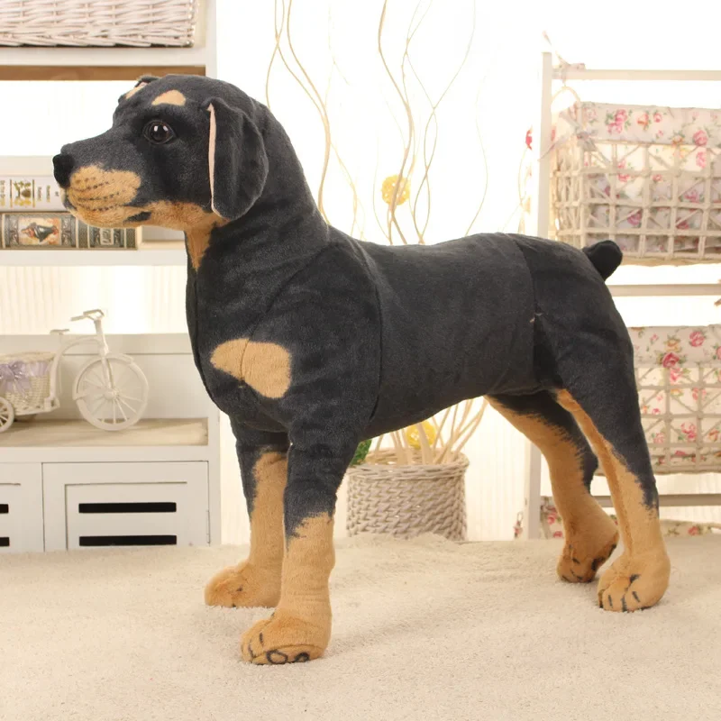 Levensechte hond knuffel 70 cm gigantische realistische dieren gevulde Rottweiler hond knuffels woondecoratie cadeau voor kinderen - afbeelding 2