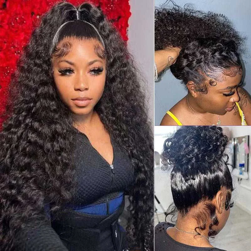 

300 Density Curly Wigs 13x6 HD Lace Frontal Wigs Wear Go Glueless Deep Wave Wigs 100% Human Hair 13x4 Lace Front Human Hair Wigs