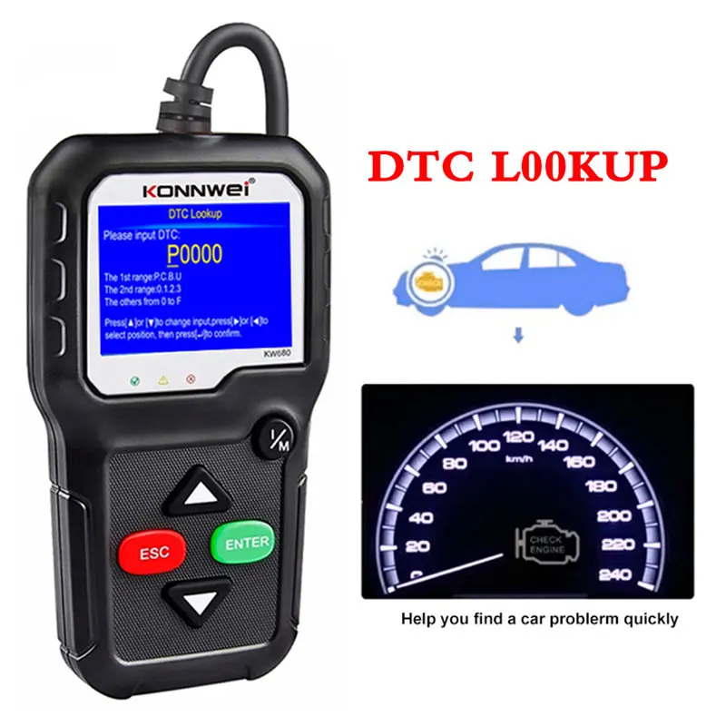 KONNWEI OBD2 Scanner KW680 Cars Diagnostic-Scanner Auto Diagnostic Tools Russian Language KW 680 OBD 2 Code Readers Scan