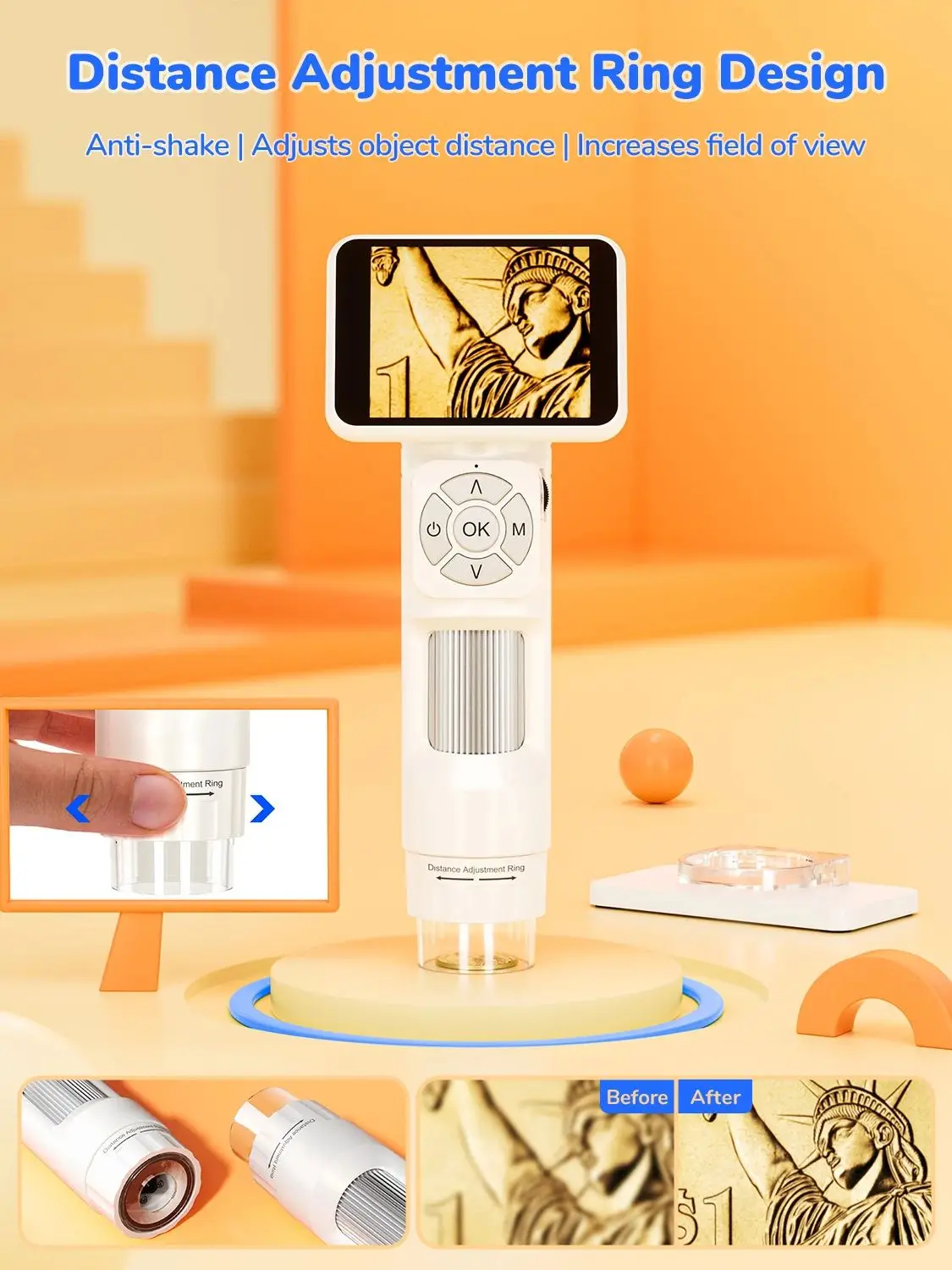 

Pocket Portable Mini Handheld Digital Microscope 2.8" Screen Rechargeable Student Edu Science Microscope for Kids 6-7 8-12+Gift