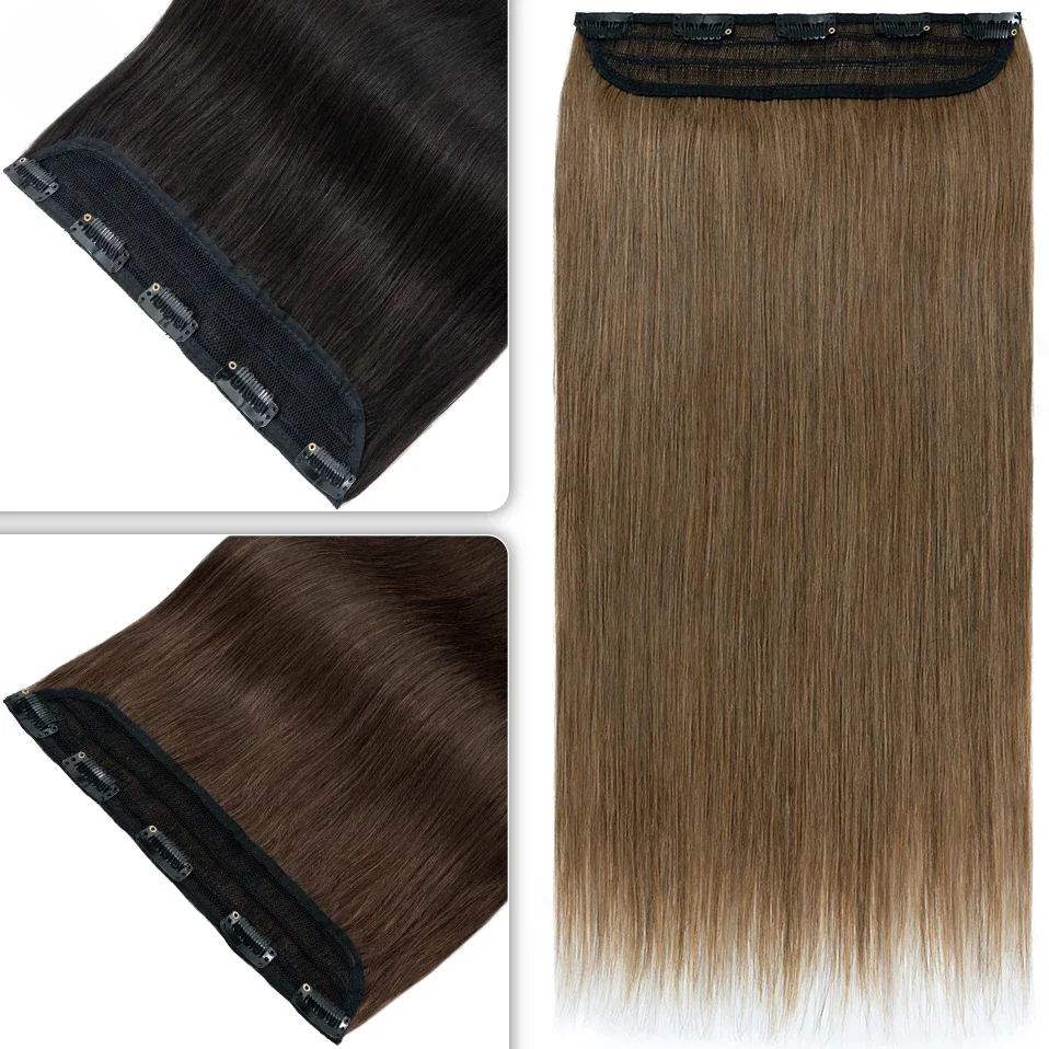 Tess Human Hair 5 Clips Haarstukje Clip In Hair Extensions 8-24Inch Dik 60-105G Natuurlijke Extensie Haarclip Volledig Hoofd Haarstukje