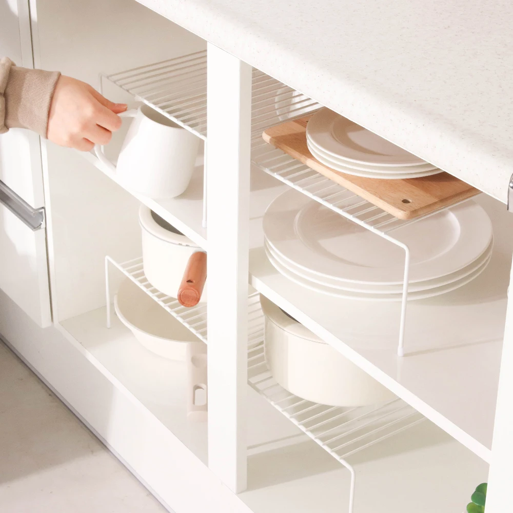 2 Pcs Kitchen Storage Rack,  length adjustable, Cupboard Cabinet Multifunction Organizer Shelves, Storage Tray Seasoning Bottle Spice Box Rack