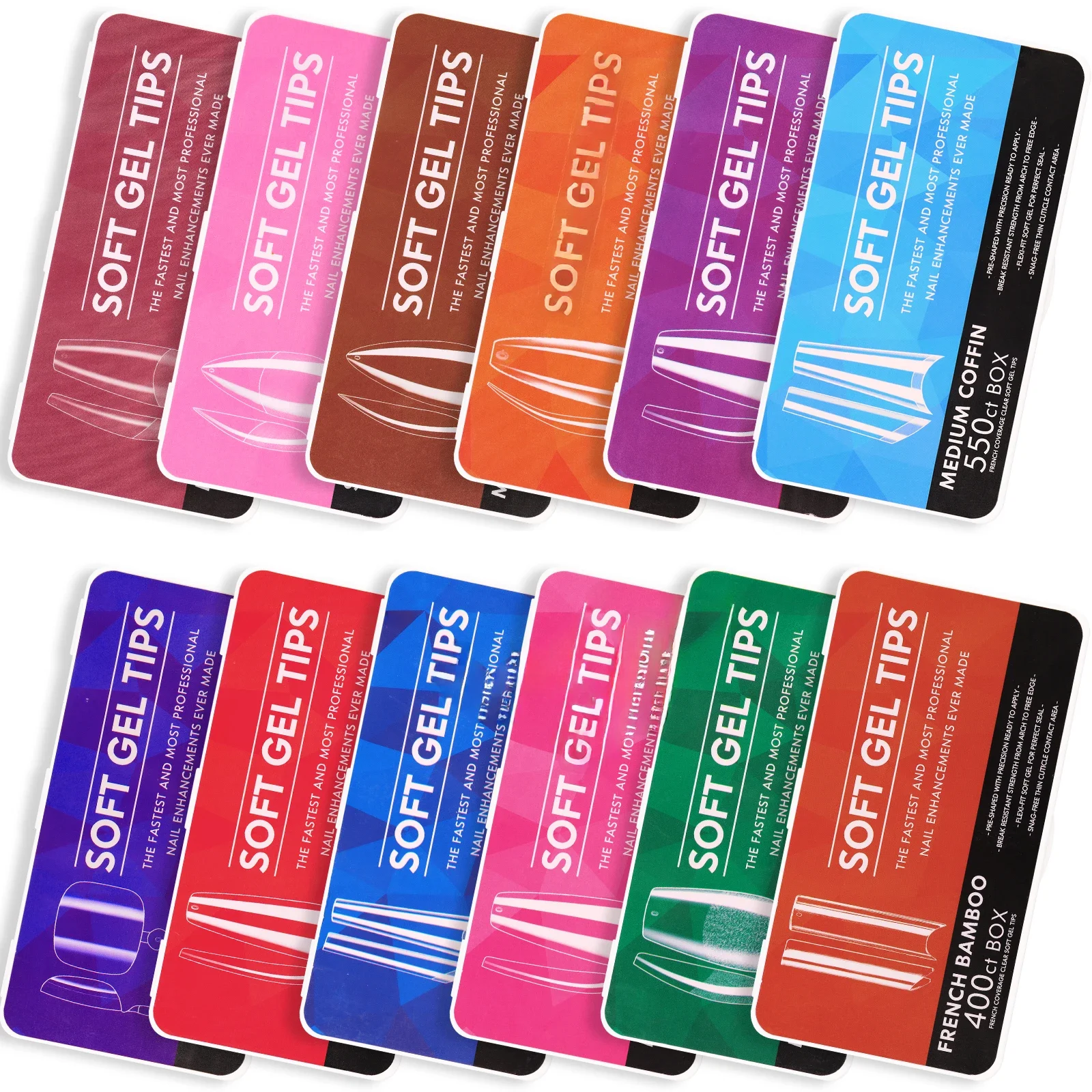 1 boîte de Faux ongles longs en acrylique transparent, Capsules d'amande, cercueil français, demi-couverture complète, pointes de Gel doux pour ongles artificiels