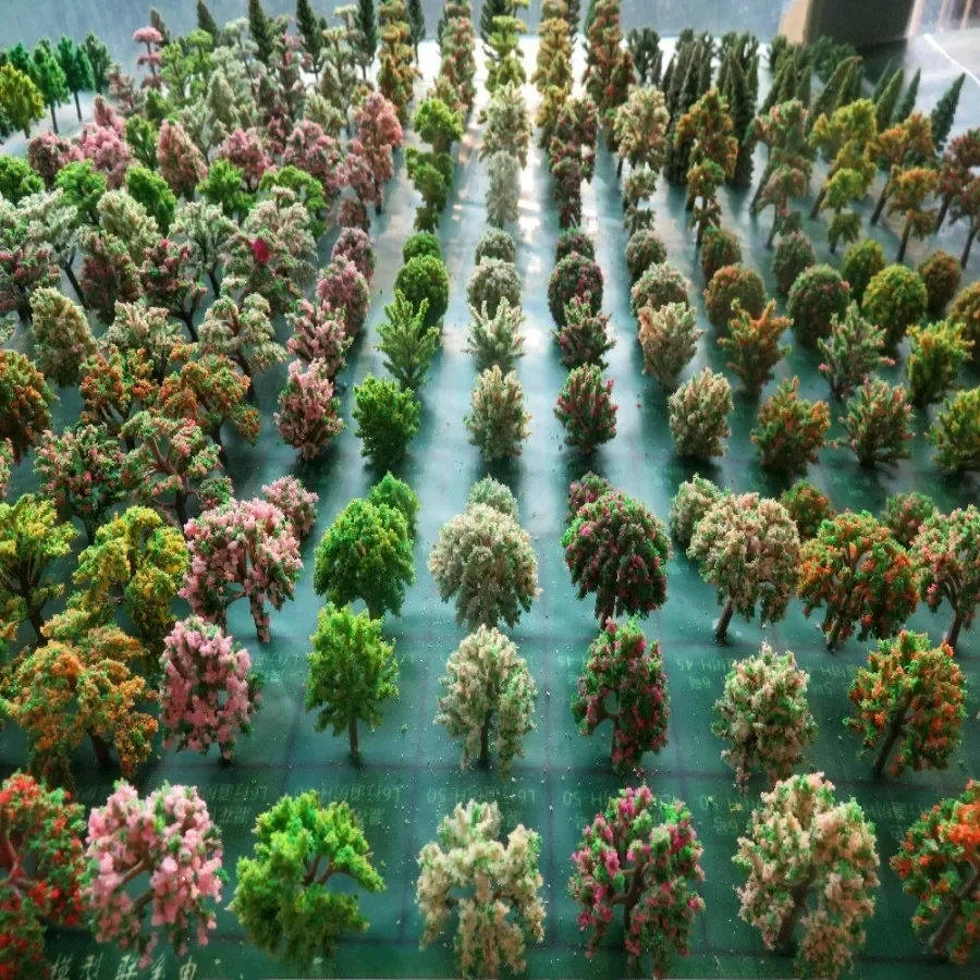 Mini modèle en plastique d'architecture, arbre à documents pour la disposition du train Ho, mise en page ferroviaire, construction de modèles, 2-15cm, 50 pièces par lot