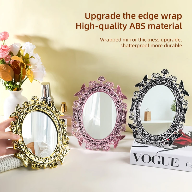 New desktop retro electroplating mirror desktop makeup mirror butterfly exquisite high-end beauty mirror