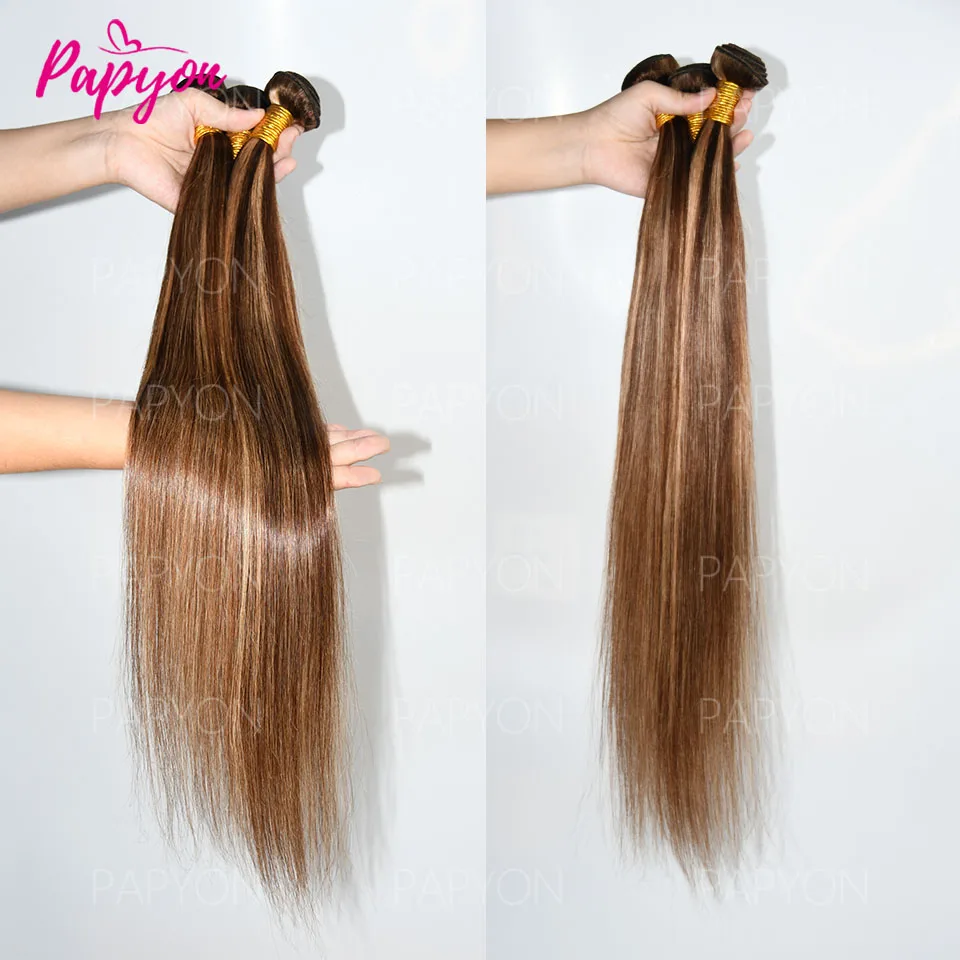 P4/27 Highlight Honigblonde Glatte Echthaar-Bündel 100% Brasilianisches Ombre Gefärbtes Remy-Haar Weaving Extensions 12A – Detail 6