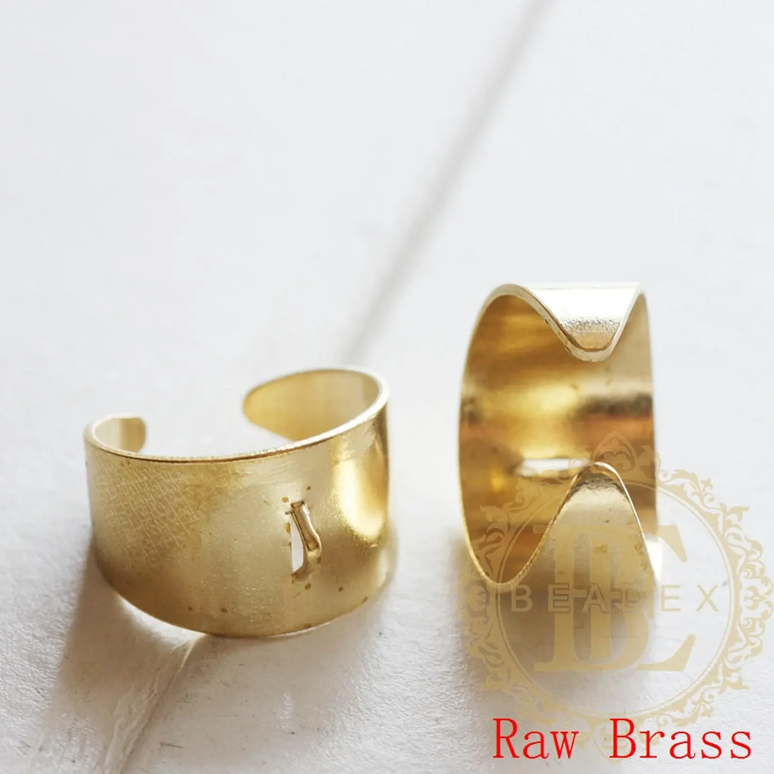 DIY Supply-Solid Brass Finding Bling Ring Base - Finger Ring - Adjustable - Open End - 21x20mm (3767C)