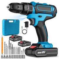 21V Cordless Impact Drill Electric Screwdriver 2 Speed LED Work Light Wireless Hand Drill Lithium-Ion Battery Power Tools