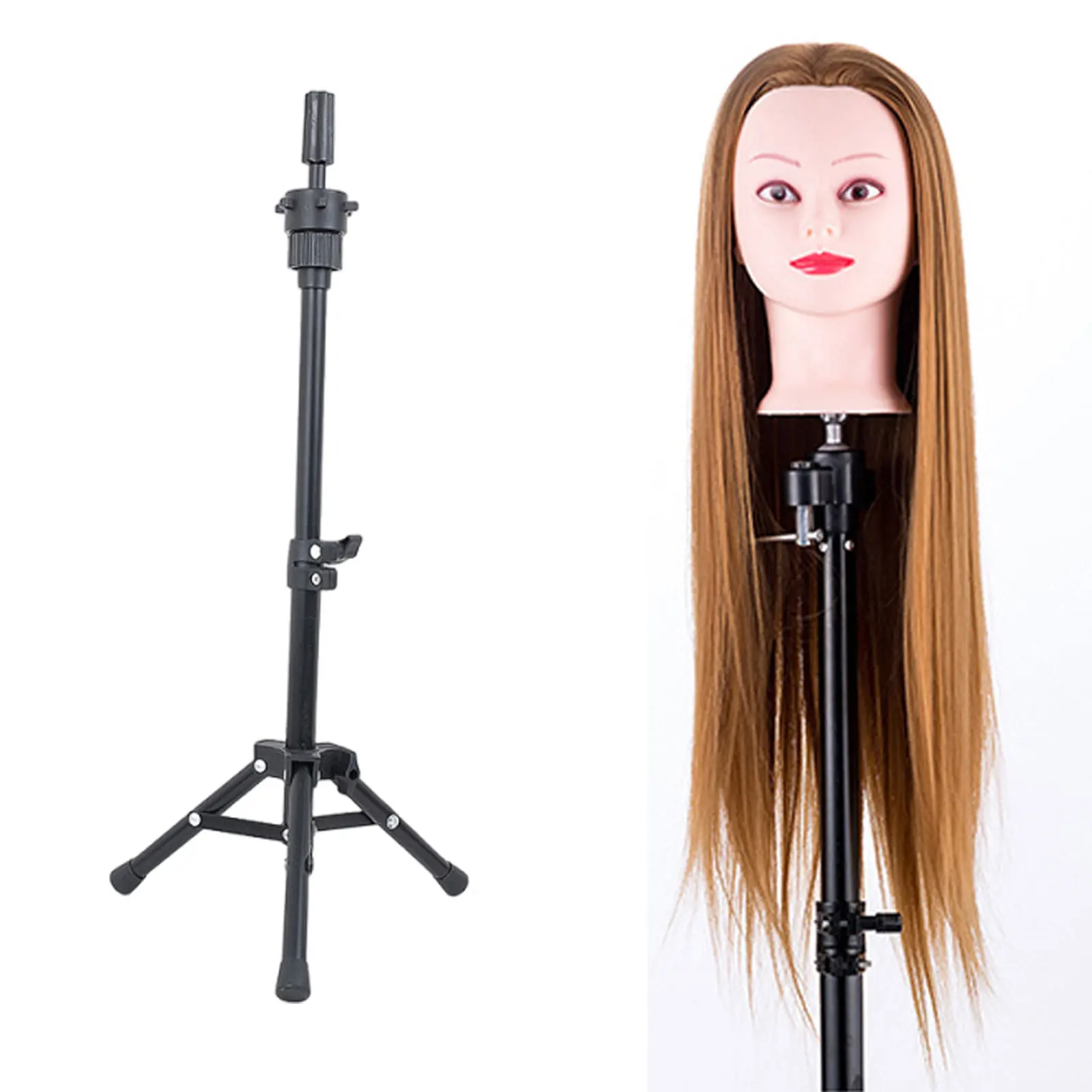 Wig Stand Tripod Mannequin Head Stand Stable Hairdresser Practice Durability Wigs Head Holder Adjustable Height Hairdressing