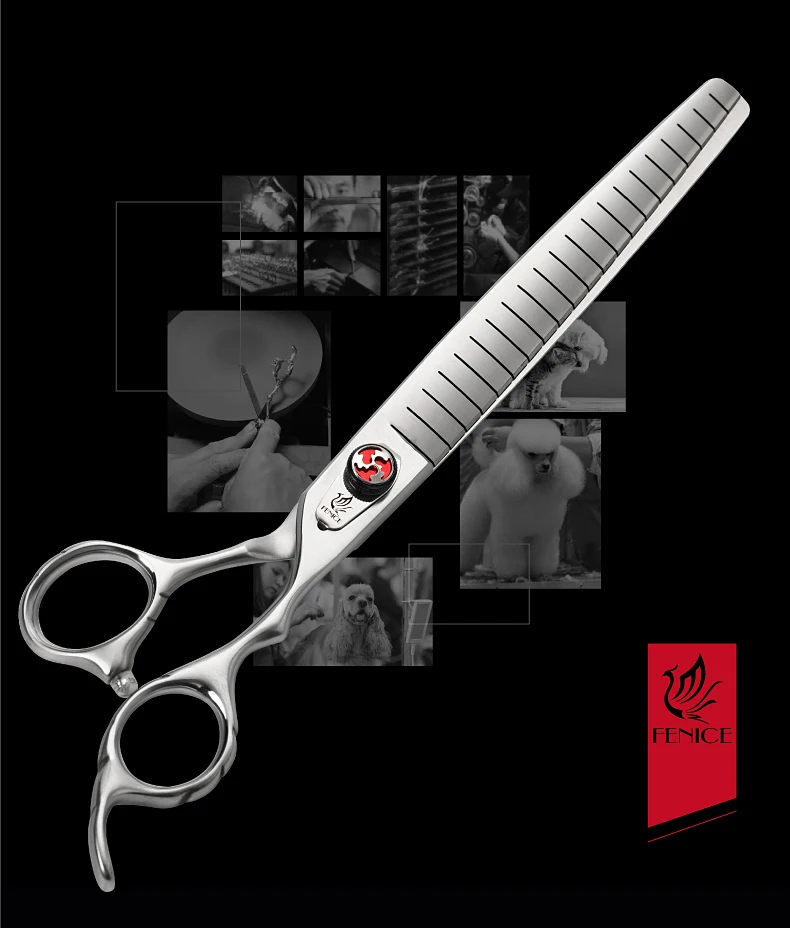 Fenice Professional JP440C 7/7,5 Zoll Haustier Flauschige Effilierschere Gerade Hundeschere Effilierschere Rate 80 % – Detail 13