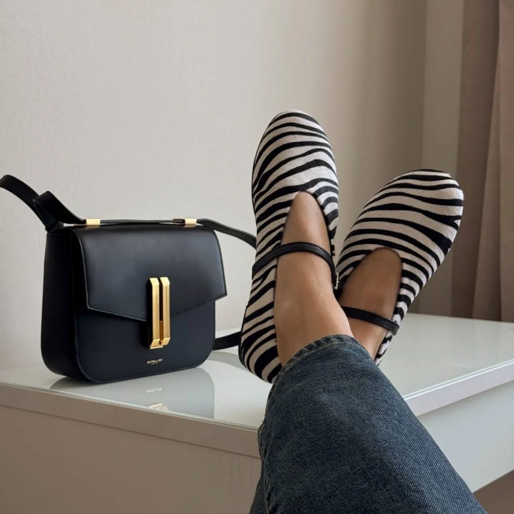 Women's Fashion Horsehair Loafers - Zebra Stripe Flats
