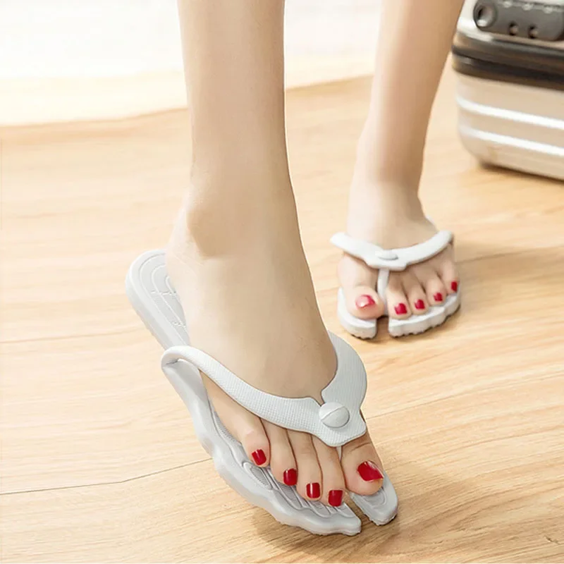 Pantoufles de bain de voyage tongs portables plage natation été Couple douche sandales pliantes imperméables hôtel tongs diapositives